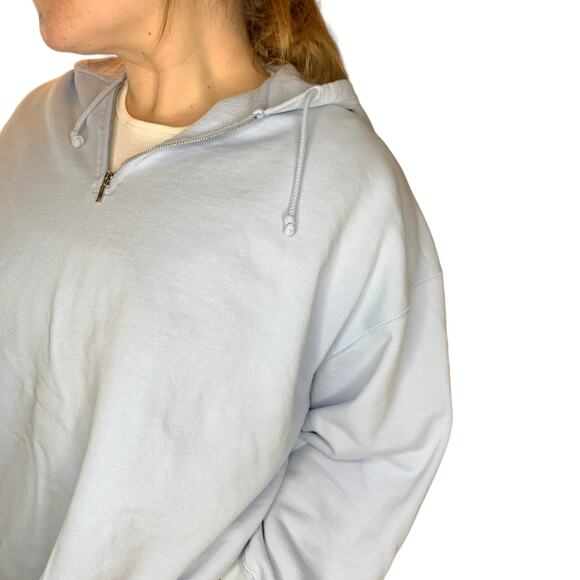 Eddie Bauer Baby Blue Quarter Zip Pullover Hoodie Sweatshirt Size XXL - Picture 4 of 6
